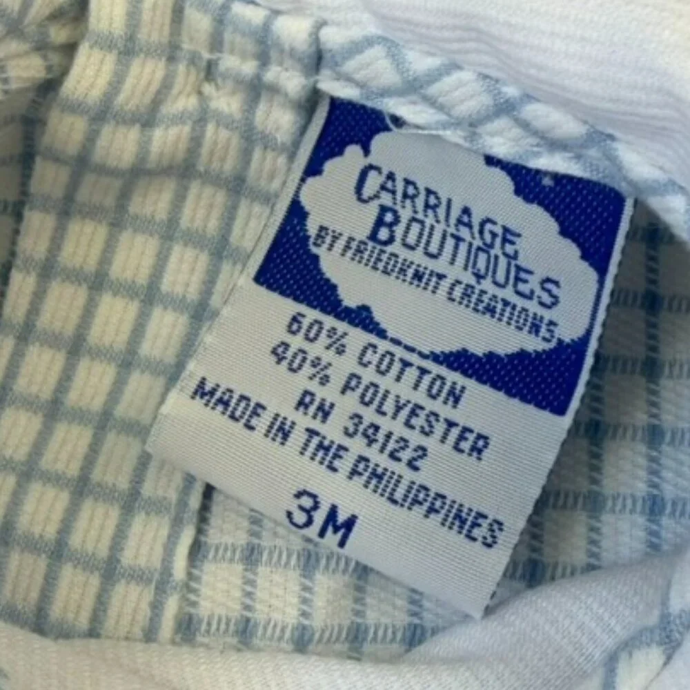 Vintage Carriage Boutiques Friedknit Creations Gingham Smocked Jumpsuit 3 Months